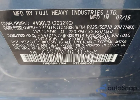 2016 Subaru Forester 2.5I Touring из США, поврежденный, VIN JF2SJAXC4GH417596